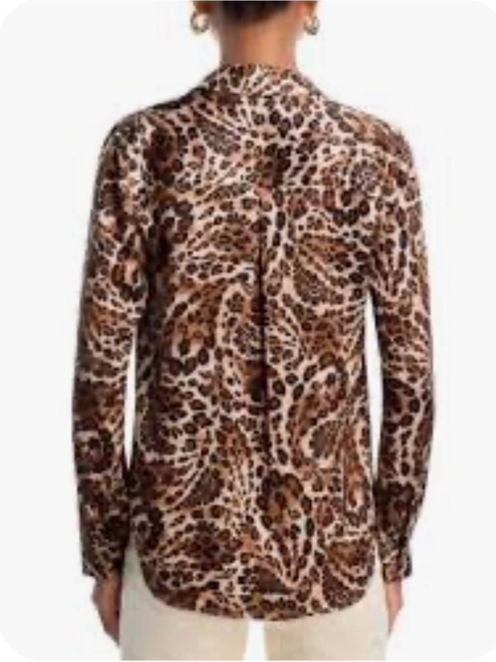 L’Agence Tyler Silk Leopard Print Long-Sleeve Blouse - Brown size M - Picture 2 of 12